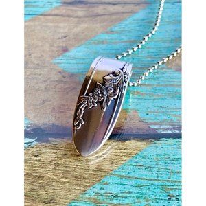 1946 Queen Bess Pendant, Floral, SIlverware Jewelry, Gift for Her, Unique